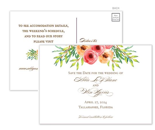 Watercolor Floral Save the Date Post Cards